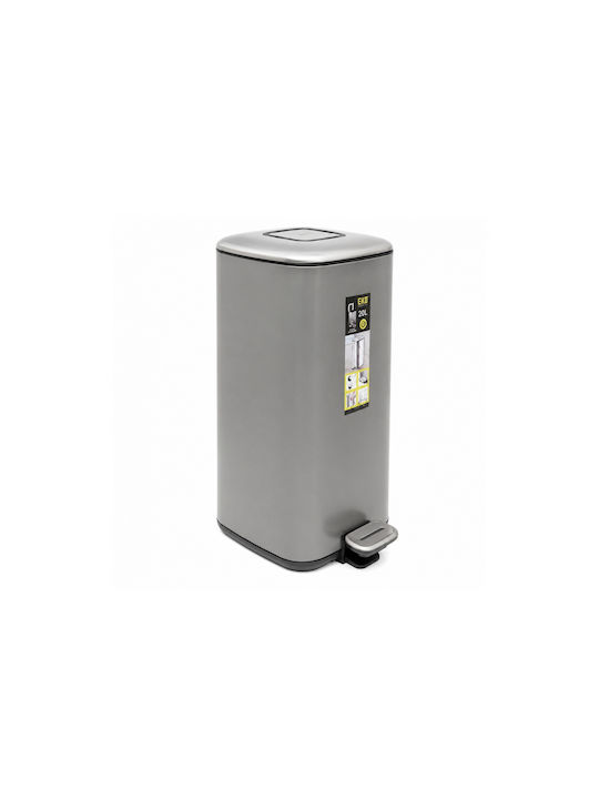 Eko Metallic Waste Bin Push Grey 20lt