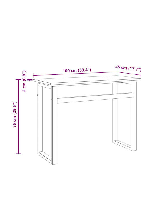 Solid Wood Desk Natural 100x45x75cm