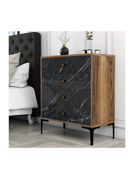 Comodă Dormitor Din Lemn Negru 76x40x90.7cm
