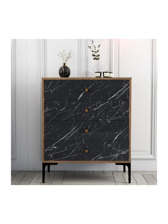 Comodă Dormitor Din Lemn Negru 76x40x90.7cm