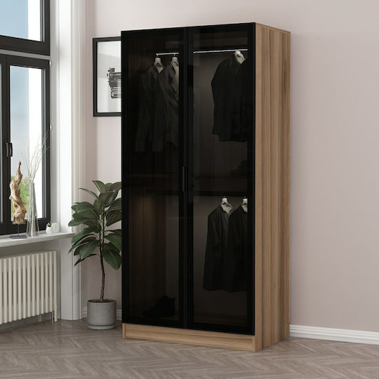 Δίφυλλη Ντουλάπα 90x52x210cm Χρυση Δρυς/σκουρο Γκρι