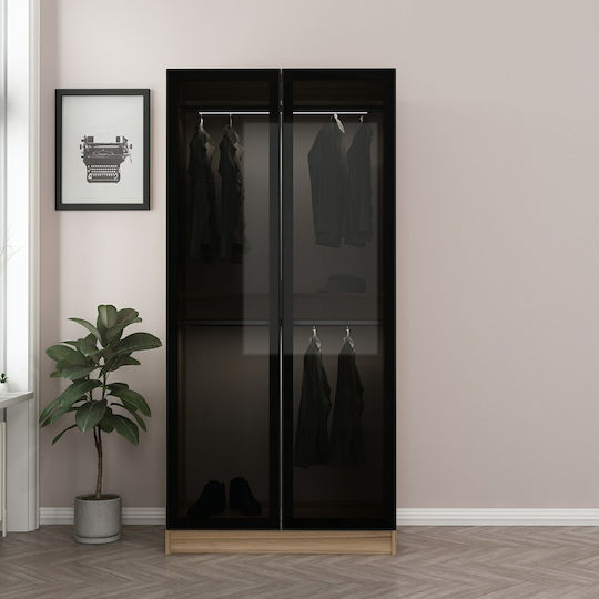 Doppeltür Kleiderschrank Gold Eiche/dunkel Grau 90x52x210cm