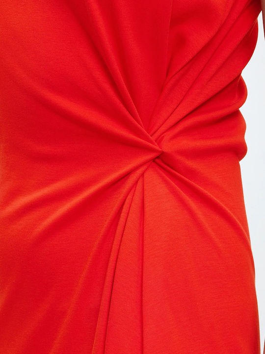 Summer Midi Evening Dress Red