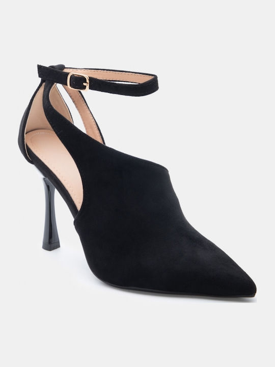 Spitze Zehen Pumps mit Riemen & Hochhackigen Schwarz