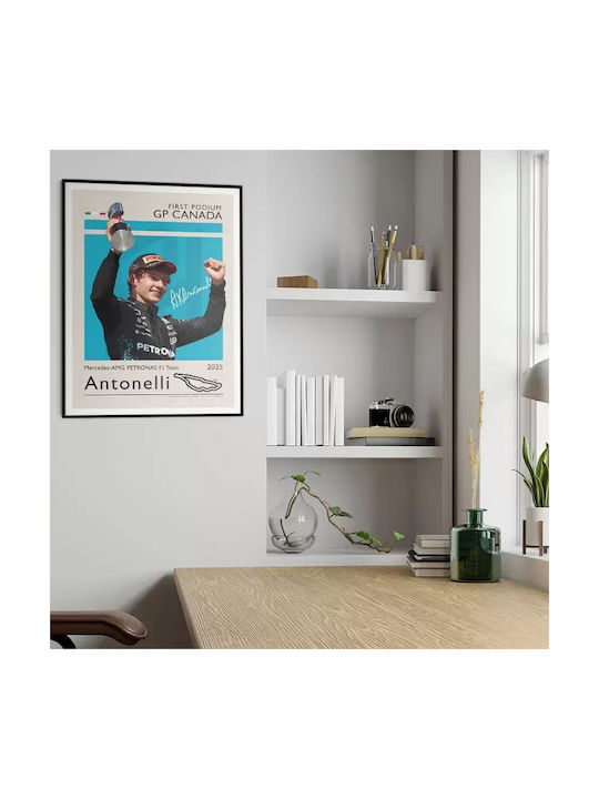 Poster Formula1 Kimi Antonelli F071 30cm X 40cm Black Wooden Frame