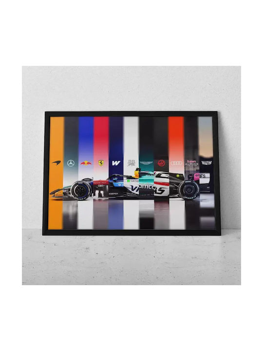 Poster Formula1 F082 50cm X 70cm White Wooden Frame-71718pd158867f55310