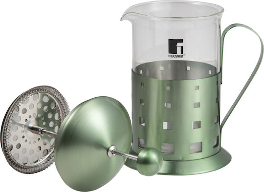 Bergner Manual Filter Coffee Maker French Coffee & Tea Plunger Glass Container 800ml Green Midnight Matt Bg-38316-gr