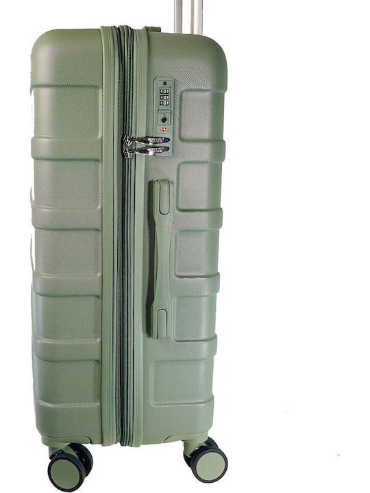 Beverly Hills Polo Club Medium Hard Green Travel Suitcase Height 65cm