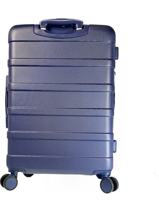 Beverly Hills Polo Club Large Hard Blue Travel Suitcase Height 75cm