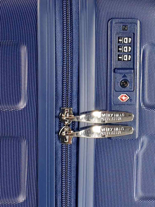 Beverly Hills Polo Club Large Hard Blue Travel Suitcase Height 75cm