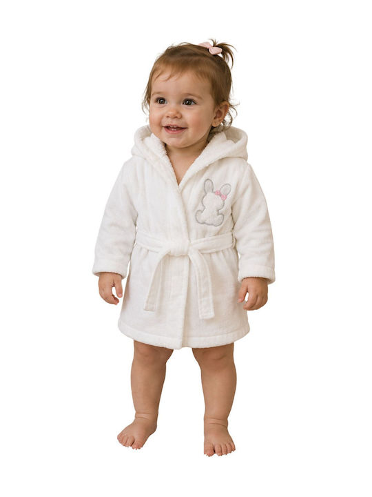 Minilori Baby Kids Bathrobe White with Hood