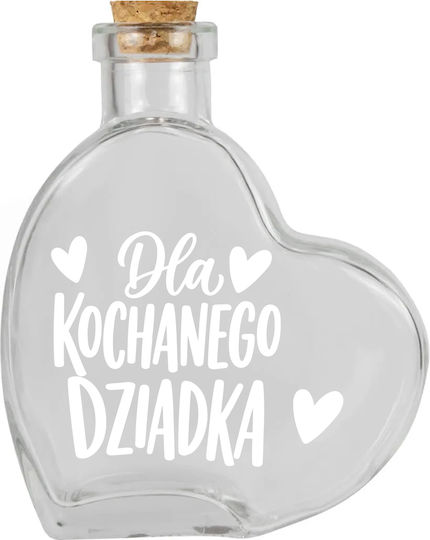 Γυάλινο Μπουκάλι Heart 250ml Δώρο Ημέρα Παππούδων Λικέρ Κρασί
