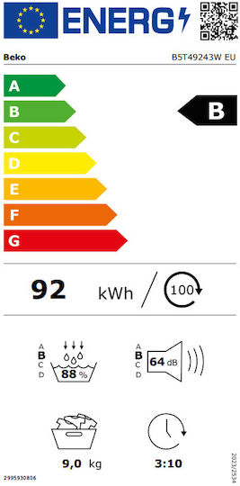 Beko B5T49243W Στεγνωτήριο 9kg με Αντλία Θερμότητας