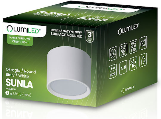 Sunla Tuba Gx53 Led Halogen Wall Light Ceiling Spot Cylinder White Lumiled