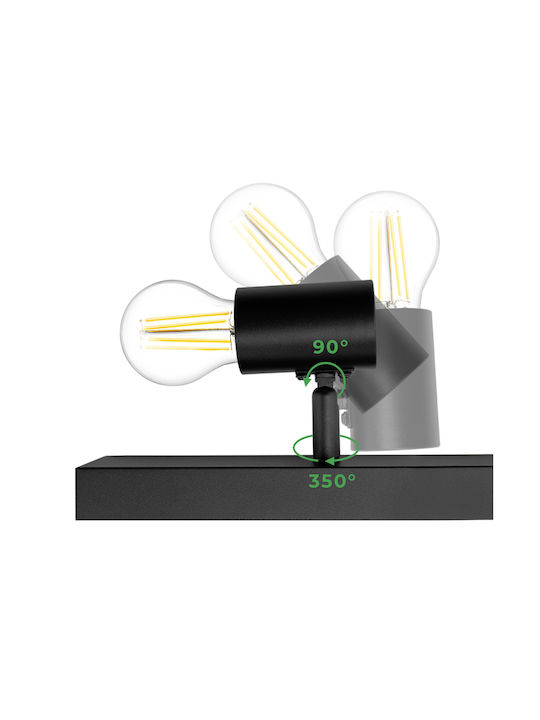 Decken- und Wandleuchte Spot Tuba Reflex Halogen 3x E27 Glas Lumiled