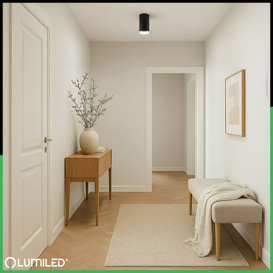 Φωτιστικό Οροφής Led Σποτ Σωλήνας Gu10 Ip44 Adero Μαύρο Lumiled
