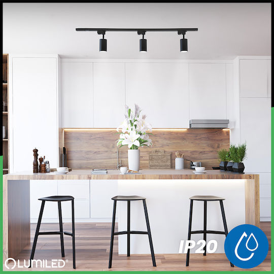 Track Spotlight GU10 Black Sagi Lamp Single-Phase Tracks Lumiled