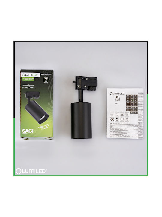 Track Spotlight GU10 Black Sagi Lamp Single-Phase Tracks Lumiled