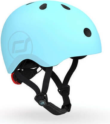 Scoot & Ride Kinderroller Highwaykick 1 & Helm S Blueberry 3-Rad mit LED-Beleuchtung für 5+ Jahre Hellblau