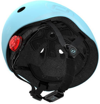 Scoot & Ride Kinderroller Highwaykick 1 & Helm S Blueberry 3-Rad mit LED-Beleuchtung für 5+ Jahre Hellblau
