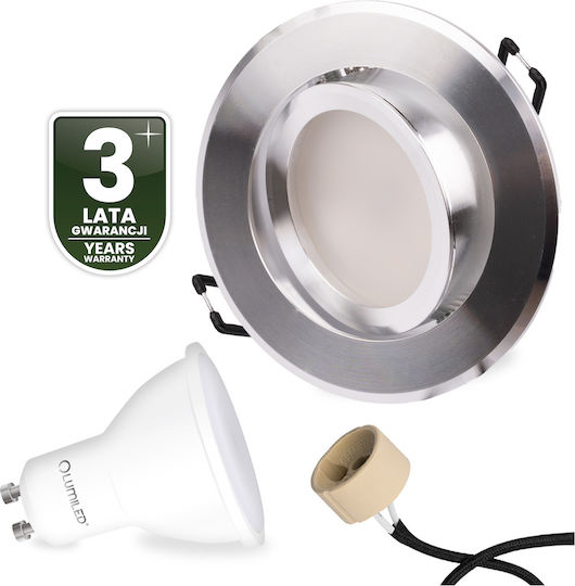 Αλογόνου Στρογγυλό Κινητό Φωτιστικό Trix 3 1 Gu10 6w 4000k Γυαλιστερό Ασημί Lumiled