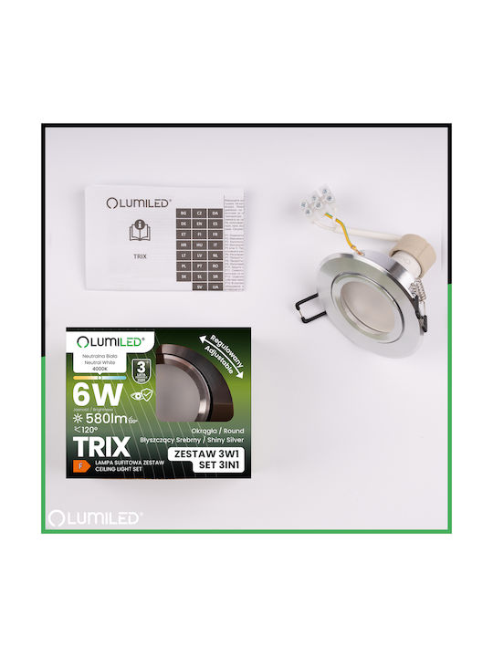 Decken- und Wandleuchte Trix 3 1 Gu10 6W 4000K Hochglanz Silber Lumiled
