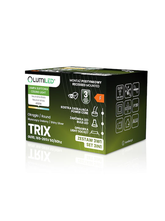 Decken- und Wandleuchte Trix 3 1 Gu10 6W 4000K Hochglanz Silber Lumiled