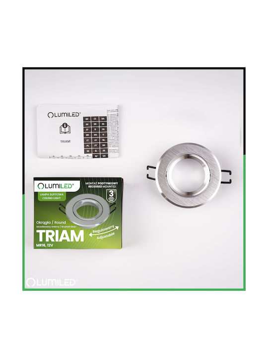 Таванно Осветително Тяло Вградено Кръгло Подвижно Gu10 Mr16 Сребрист Triam Lumiled
