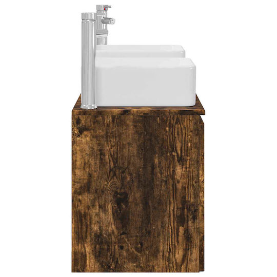 vidaXL Badezimmer Waschtisch-Einheit M53xB35xH63cm Rauchholz Eiche