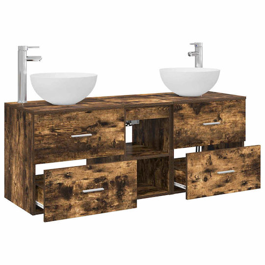 vidaXL Badezimmer Waschtisch-Einheit M49.5xB35xH63cm mit Rauchholz