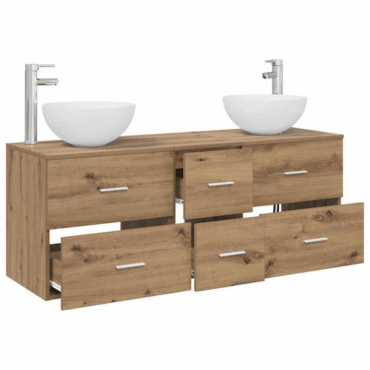 vidaXL Badezimmer Waschtisch-Einheit Ohne Waschbecken M49.5xT35xH63cm Eiche