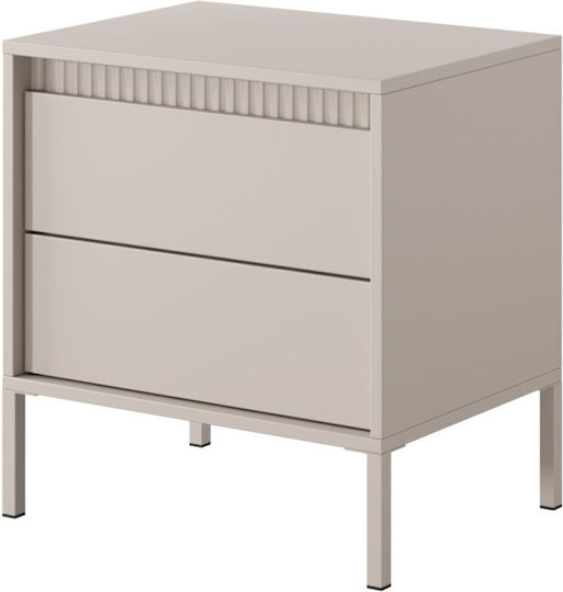 Wooden Bedside Table with Metal Legs Beige 53.5x39.5x56.2cm Wooden Bedside Table with Metal Legs Beige 53.5x39.5x56.2cm
