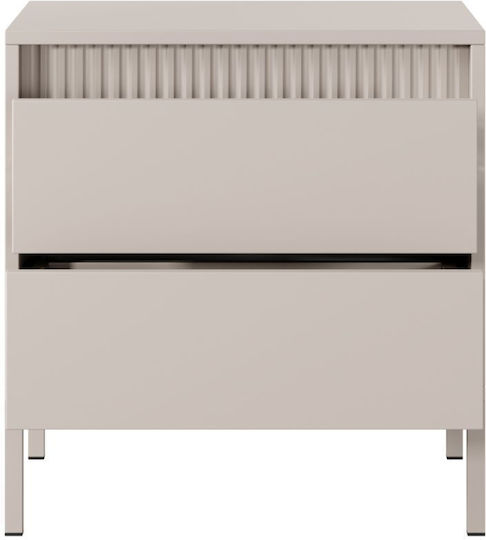 Noptieră Din Lemn Cu Picioare Metalice Bej 53.5x39.5x56.2cm