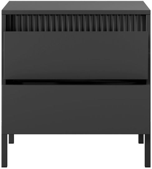 Нощно Шкафче Дървено с Метални Крака Сиво 53.5x56.2x39.5cm
