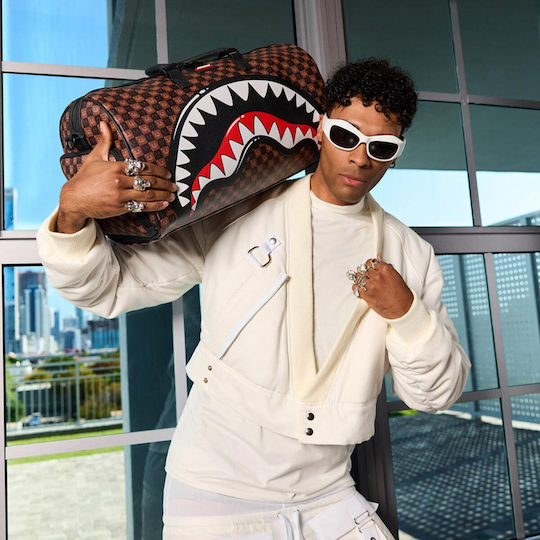Sprayground Sharks In Paris Grin And Grind Sack Voyage Brown Artificial Leather M50xW25xH27cm