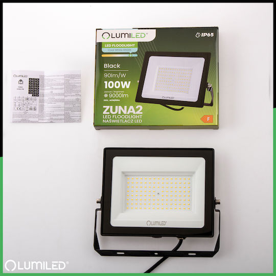 LED Flutlichter Zuna2 100w 9000lm 6500k Ip65 Schwarzer phosphorierter