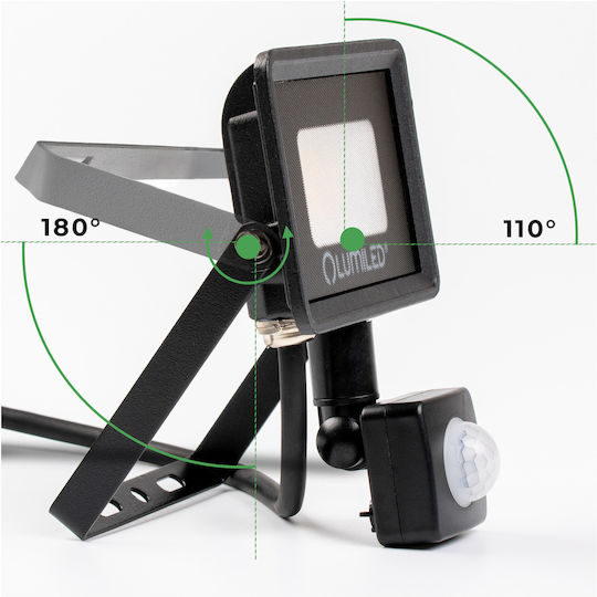 Proiector LED Zoner 20W 1800lm 4000K IP44 Negru Senzor de Mișcare Lumiled