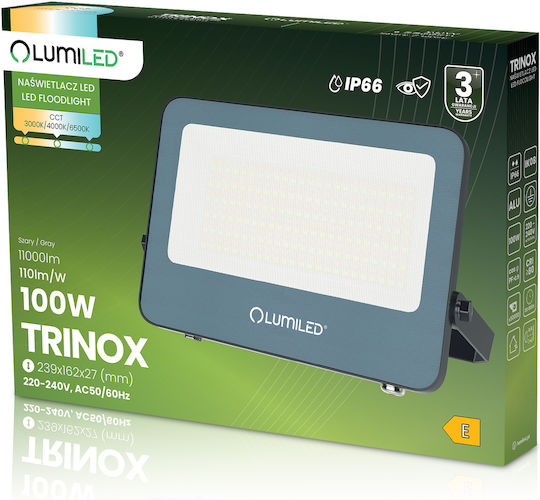 Προβολέας Led Trinox 100w 11000lm Cct Ip66 Γκρι Lumiled