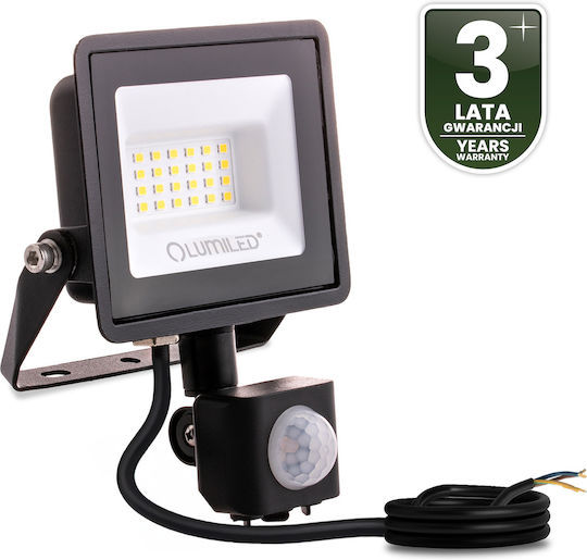 LED Flutlichter Zuna2 20W 1800lm 4000K Ip44 Schwarzer Bewegungssensor Lumiled