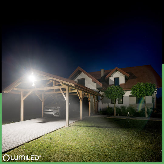 LED Flood Light Azzler 50W 6000lm 4000K IP44 Outdoor Halogen Lamp Motion Sensor Black Lumiled