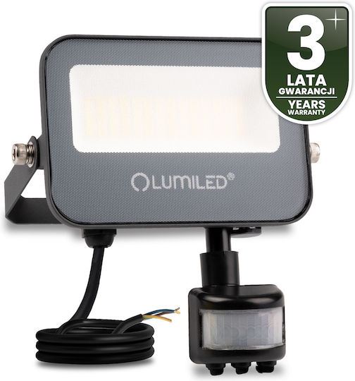 Προβολέας Led Trinox 20w 2000lm Cct Ip65 Γκρι Αισθητήρας Κίνησης Λυκόφωτος Lumiled