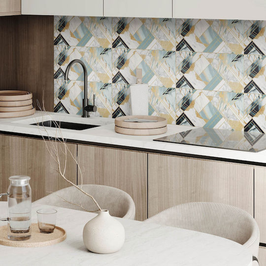 Printed Vinyl Tiles Packaging Geometric Marble Designs 10x40x20 Pcs