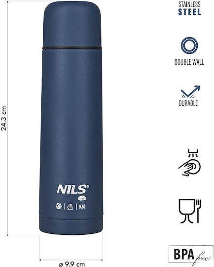 Nils Thermos Bottle Stainless Steel BPA Free 500ml Nils Camp Blue