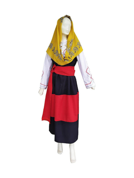Traditional Kids Costume Peloponnese with 3 Rows Necklace with 45 Coins