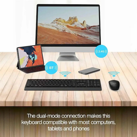 Gembird KBS-WPS-02 Kabelloses Bluetooth Tastatur & Maus Set für Tabletten Englisch (US)