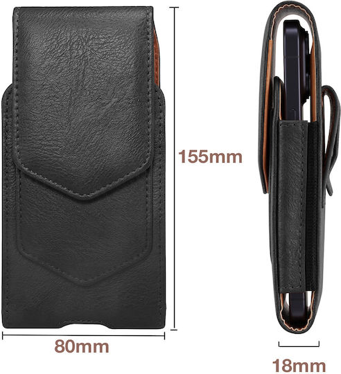 Avizar 6.1" Smartphone Belt Case Magnetic Clasp Card Holder Black