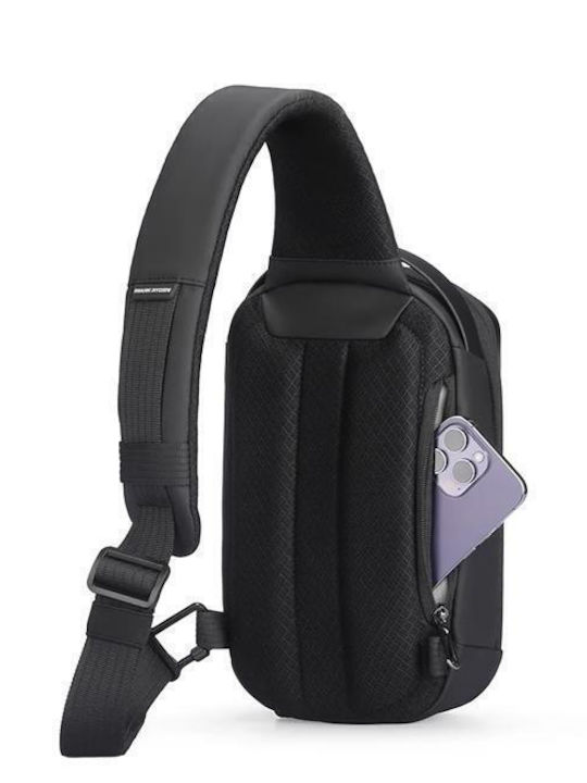 Chest Shoulder Bag Mark Ryden Impermeabil Oxford Material Husă Eva Cu Port USB Structură Multi-compartiment Compatibilă Cu Tabletă De 7.9 Inch Curea Simplă Unisex Culoare Neagră