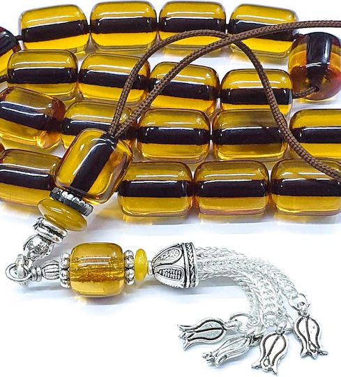 Roloi Komboloi Worry Beads with 21 Beads Made of Mastic Length 34cm Yellow