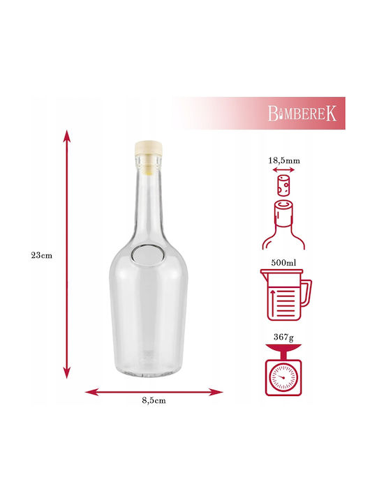 Bimberek Стъклена Карафа за Сервиране на Ликьор 23см с Капачка Прозрачна 500ml