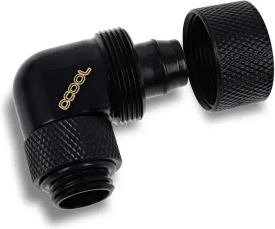 Alphacool Alphacool Eiszapfen 16/10mm Racord Filetat 90° Rotațional G1/4 Conexiune Tubulatură Moale Neagră Pvc Silicon Neopren